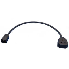 IEC C20 Male to 13 Amp Black Permaplug Socket