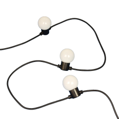 Lightweight Connectable LED BLACK Festoon 8m, 16 Warm White Globes (Needs transformer)