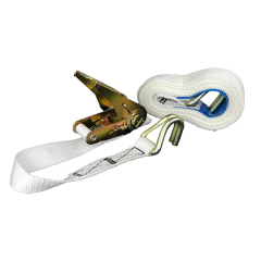 White 12 Metre Claw Hooked, Event Rigging Ratchet Strap, 2.5cm Webbing