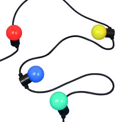 Lightweight Connectable LED Festoon Black Cable Coloured Globes (Needs transformer)