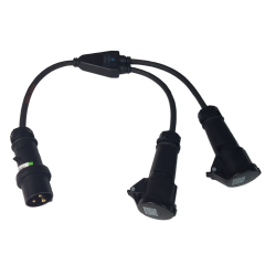 16A Soft Y Adaptor on 2.5mm H07 Rubber Cable with Black Mennekes Plug & Connectors