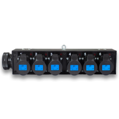 Socapex Break Out with 6 x 16A Black Sockets side