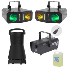 The Ultimate Home Party Package - Flashing Colour Lights, Strobe, Smoke Machine, 360 High Quality Outdoor Portable Speaker