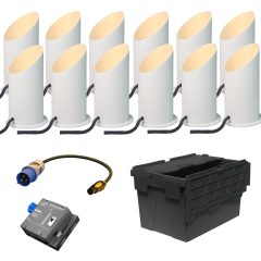 LED Marquee Light Kit, 12 x White Uplighters + Dimmer
