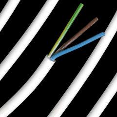 White Polyvinyl Chloride 1.5mm Three Core Flexible Cable