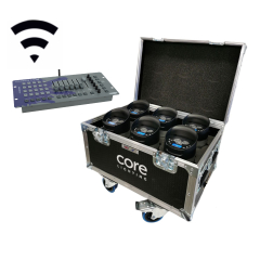Wireless 6 x Core ColourPoint Battery Uplighter Package. Desk and Heavy Duty Charging Flight Case